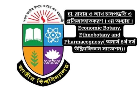 চা, রাবার ও আখ চাষপদ্ধতি ও প্রক্রিয়াজাতকরণ । ৩য় অধ্যায় । Economic Botany, Ethnobotany and Pharmacognosy( অনার্স ৪র্থ বর্ষ উদ্ভিদবিজ্ঞান সাজেশন)।