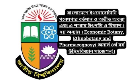 বাংলাদেশে ইথনোবোটানি গবেষণার বর্তমান ও অতীত অবস্থা এবং এ শাখার উৎপত্তি ও বিকাশ । ২য় অধ্যায় । Economic Botany, Ethnobotany and Pharmacognosy( অনার্স ৪র্থ বর্ষ উদ্ভিদবিজ্ঞান সাজেশন)।