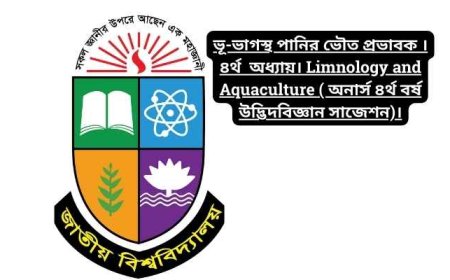 ভূ-ভাগস্থ পানির ভৌত প্রভাবক । ৪র্থ  অধ্যায়। Limnology and Aquaculture ( অনার্স ৪র্থ বর্ষ উদ্ভিদবিজ্ঞান সাজেশন)।